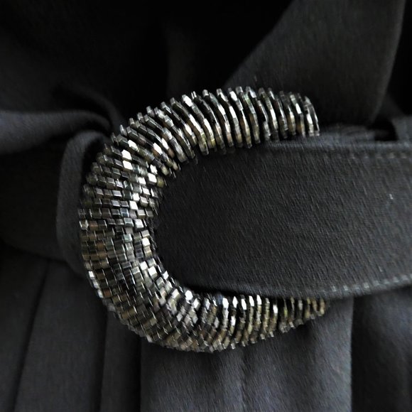 Liz Claiborne Vintage Beaded Black Jumpsuit Elegant Bead Belt Wide Leg Zip XL - Picture 5 of 10